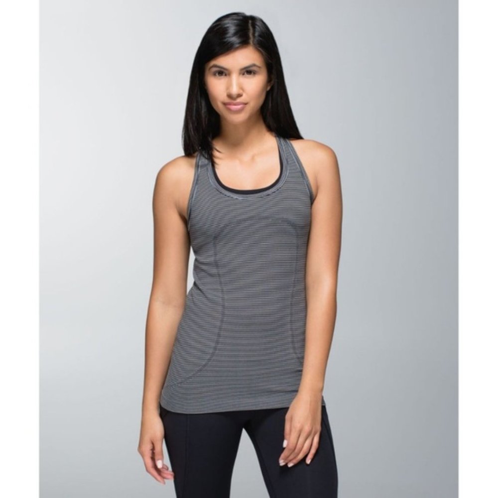Lululemon Swiftly Tank Top Gray Stripe size 8